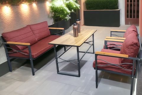 RÜYA BAHÇE BALKON TAKIMI, 2+1+1, BORDO