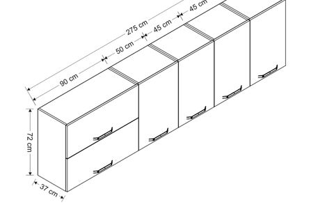 MİNAR 275 CM MUTFAK DOLABI BEYAZ 275-B2-ÜST MODÜL