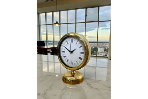 GOLD ALTIN MİRAS METAL MASA SAATİ 25X20 CM