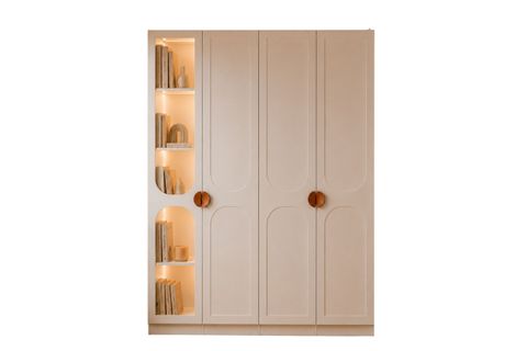 SARDES KITAPLIKLI LED AYDINLATMALI 4 KAPILI DOLAP