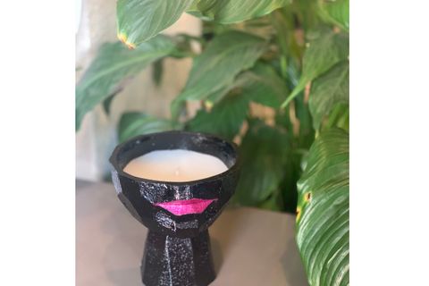 BÜYÜK KADEH MUM DUDAK FİGÜRLÜ, SİYAH