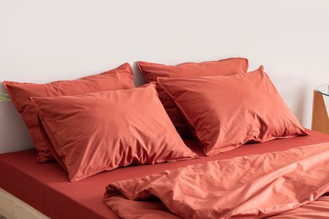LUNA SİMPLY COLORS YIKANMIŞ PAMUKLU NEVRESİM SETİ, TERRACOTA, KİNG SİZE