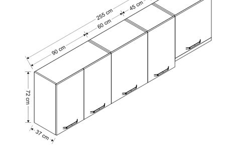 MİNAR 255 CM MUTFAK DOLABI BEYAZ 255-B5-ÜST MODÜL