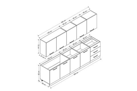 MİNAR BASİC 300 CM MUTFAK DOLABI BEYAZ 300-B3