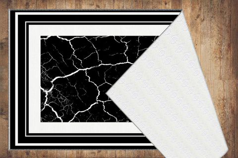 OSSO SİYAH BEYAZ MERMER DESENLİ DİJİTAL BASKI YIKANABİLİR KAYMAZ TABAN SALON HALISI DTS-28-75X200CM