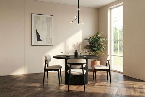 BENİN YUVARLAK MUTFAK MASA TAKIMI, SİYAH, 80X130 CM