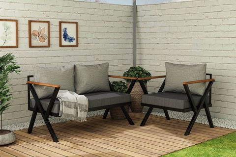 WOODESK BEGONVİL İKİLİ BAHÇE TAKIMI, GRİ, CPT5531-130