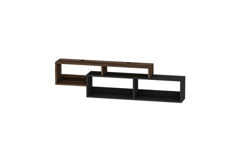ARNETTİ ATLANTİS DUVARA MONTE 4 BÖLMELİ TELEVİZYON SEHPASI, CEVİZ ANTRASİT - ATLANTİS