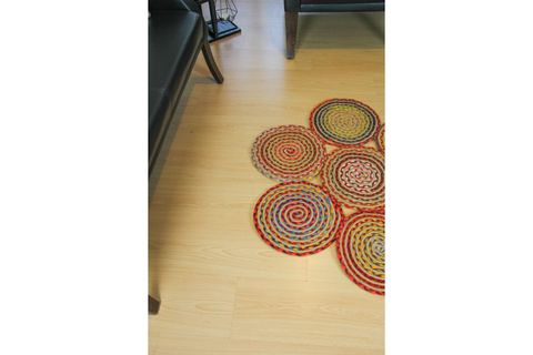 AADAN RENKLİ RUSTİK TASARIM JÜT HALI, YUVARLAK 200X200