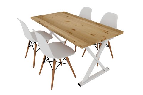 WOODESK LARA MASİF YEMEK MASASI TAKIMI, NATURAL RENK, 180X80, CPT7667-180