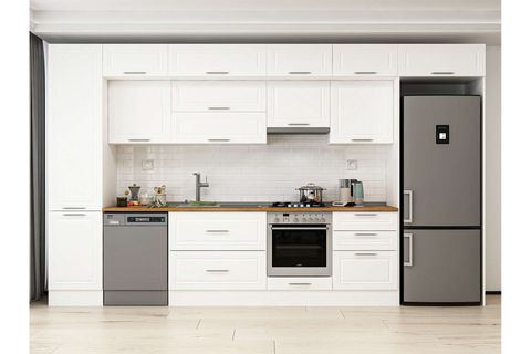 ALVİNKA 400X240 CM KLASİK MEBRAN MUTFAK DOLABI, MBB E90B50S60 1 MEBRAN BEYAZ SUNTALAM