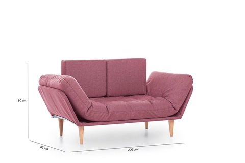 FUTON NİNA İKİLİ KANEPE, PEMBE