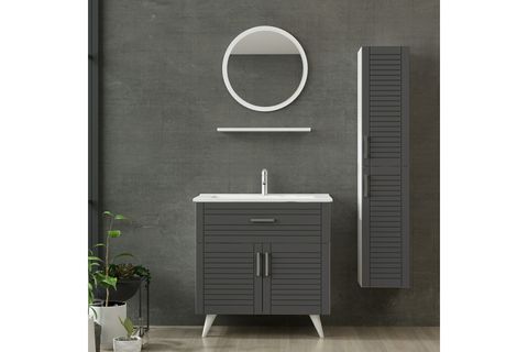 VERA BANYO DOLABI AY2K1Ç215, BEYAZ ANTRASİT, 85CM
