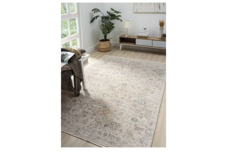 VİNTAGE ESKİTME DESENLİ DOKUMA MAKİNE HALISI, BEJ, 200X305, 10203