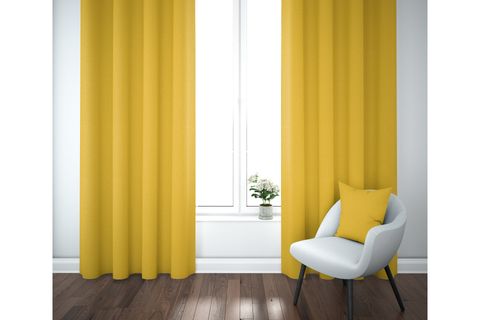 GARDENYA HOME SARI PETEK KADİFE DOKULU DÜZ DİKİM DOKUMA FON PERDE 100X260