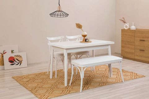 OLİVER MUTFAK MASASI TAKIMI, BEYAZ, 120X75