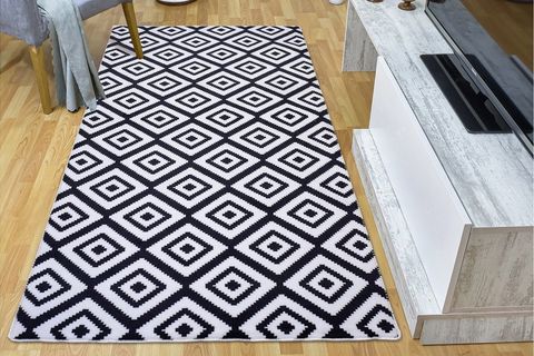 YIKANABİLİR SİYAH BEYAZ KARE HALI 200X400