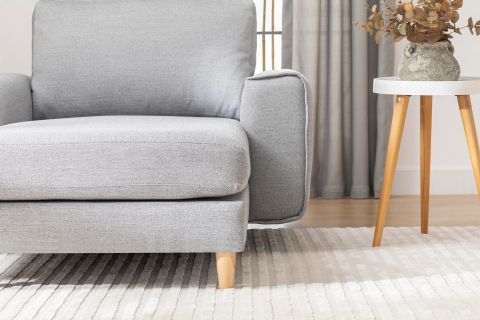 MERLİN DAYBED, FİTİLLİ KOL, NATUREL AYAK, KETEN KUMAŞ, GRİ