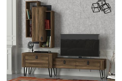 EXCLUSİVE NOBLE DEMİR AYAK TV ÜNİTESİ CEVİZ