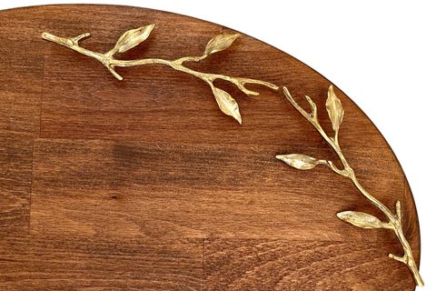 NOBLERAVEN DESIGN DEKORATİF OVAL TEPSİ, BÜYÜK BOY, PİRİNÇ KULPLU