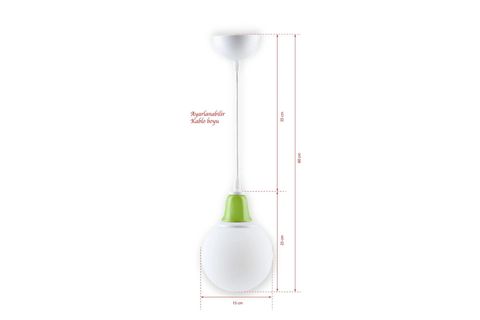 GLOP BEYAZ CAMLI SARKIT AVİZE, YEŞİL SERAMİKLİ