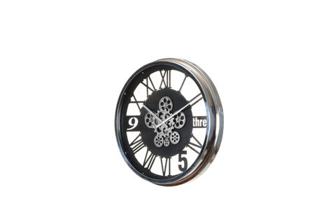 TEMPUS ÇARKLI DUVAR SAATİ, KROM SİYAH