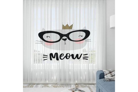 ELSE SEVİMLİ HİPOPOTAM İSKANDİNAV DESENLİ DEKORATİF ÇOCUK BEBEK TÜL FON PERDE 140X270