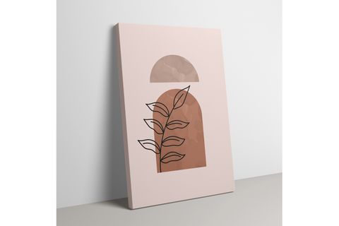 HOMEPACK SOYUT GEOMETRİK ŞEKİLLER VE YAPRAKLAR ABSTRACT 3 PARÇA TABLO SETİ, 40X60, HP078