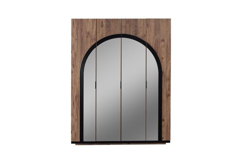 HİRA ATLANTİK AYNALI GARDIROP, CEVİZ, 4 KAPAKLI