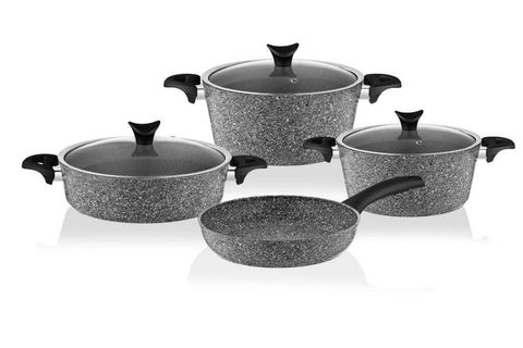 TAÇ MASTER COOK 7 PARÇA GRANİT TENCERE SETİ,GRİ, 3454