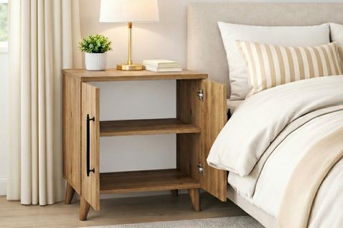 LUMEN RAFLI KLASİK KOMODİN, ATLANTİK ÇAM, 2 KAPAKLI