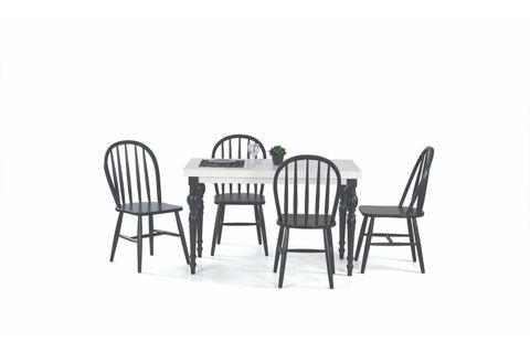 DAMLA SABİT MASA VE AMERİKAN SANDALYE TAKIMI, BEYAZ ANTRASİT, 125X80