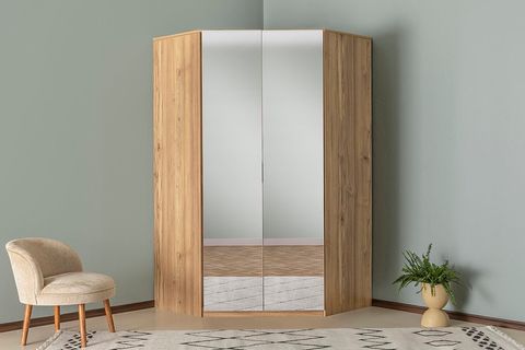 2 Kapılı Aynalı Köşe Dolap