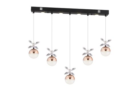 LOKKEN BEŞLİ SIRALI AVİZE, BAKIR