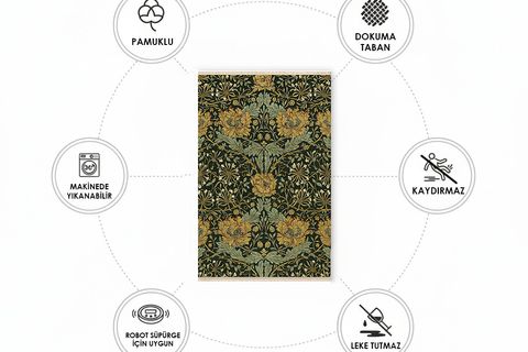 SİMETRİ ÇİÇEK DOKUMA TABAN HALI, 527 YNG, 120X180 CM
