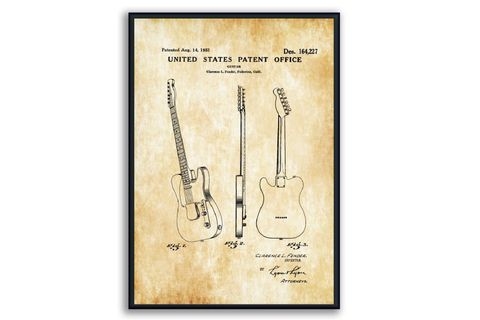 AHŞAP ÇERÇEVELİ VİNTAGE TABLO SETİ, GİTAR, 50X70