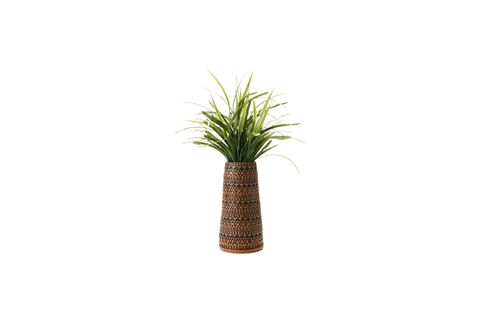 SİYAH EL YAPIMI TERRACOTTA VAZO KABARTMALI BOHO DEKOR