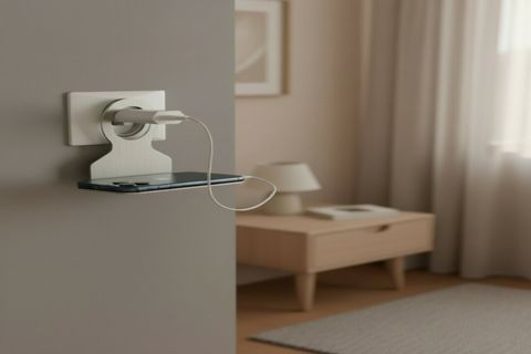 PASLANMAZ ÇELİK MONTESİZ TELEFON TUTUCU ASKI, GÜMÜŞ GRİ, 10X8 CM