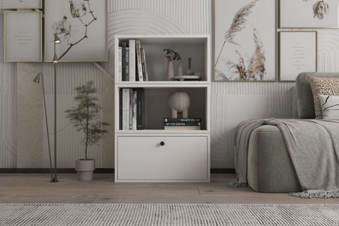 LEKSA DÜŞER KAPAKLI RAFLI KİTAPLIK 65 CM BEYAZ KTP-1161-Ç