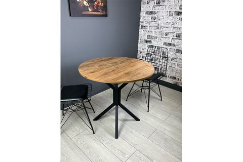 SARAY CEVİZ MUTFAK MASASI SİYAH AYAK 80 CM