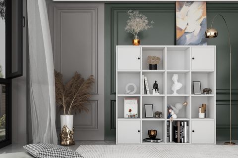 BKCONCEPT 4 KAPAKLI RAFLI KİTAPLIK, 130 CM, BEYAZ, KTP-1105-Ç