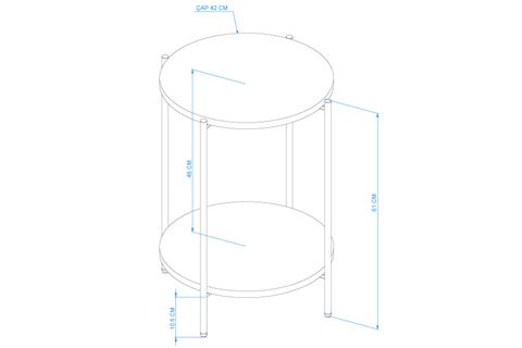 YUVARLAK TABLALI İKİ KATLI SEHPA, BEYAZ, 42X60