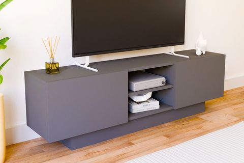 DORA ÇİFT KAPAKLI TELEVİZYON SEHPASI, ANTRASİT, 140 CM