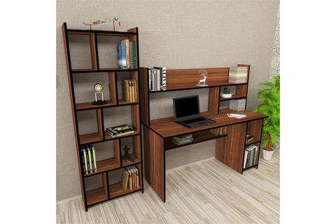 KALENDER DEKOR JİMMY SNOW BİLGİSAYAR VE ÇALIŞMA MASASI TAKIMI, CEVİZ, 145 CM, JMS05