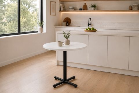 PAYAS METAL AYAK MUTFAK BAHÇE BALKON BİSTRO VE CAFE MASASI, 70X70 CM, BEYAZ SİYAH