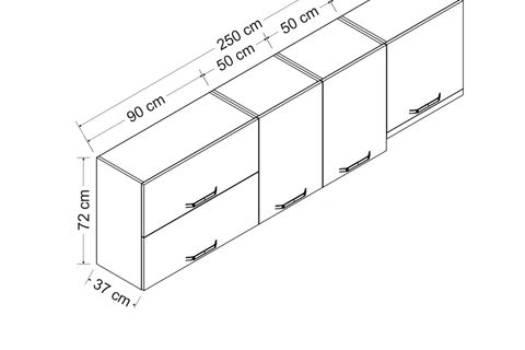 MİNAR 250 CM MUTFAK DOLABI BEYAZ 250-B7-ÜST MODÜL