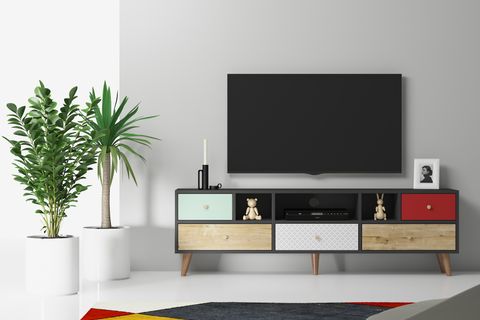 COLORES HANEL 5 ÇEKMECELİ 180 CM TV SEHPASI SİYAH
