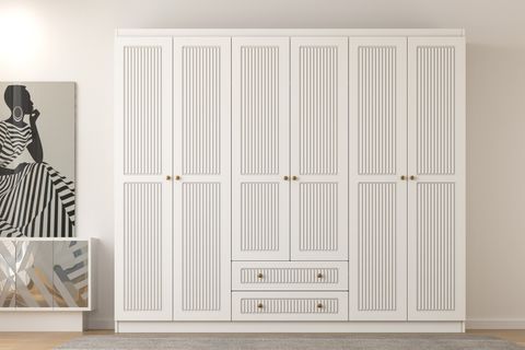 NORRY GARDIROP, 6 KAPAK 2 ÇEKMECE, 210 CM