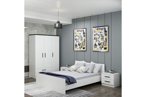 KALE210 YATAK ODASI TAKIMI, BEYAZ, 3 KAPAKLI, SET 3