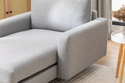 MERLİN DAYBED, İNCE KOL, NATUREL AYAK, KETEN KUMAŞ, GRİ
